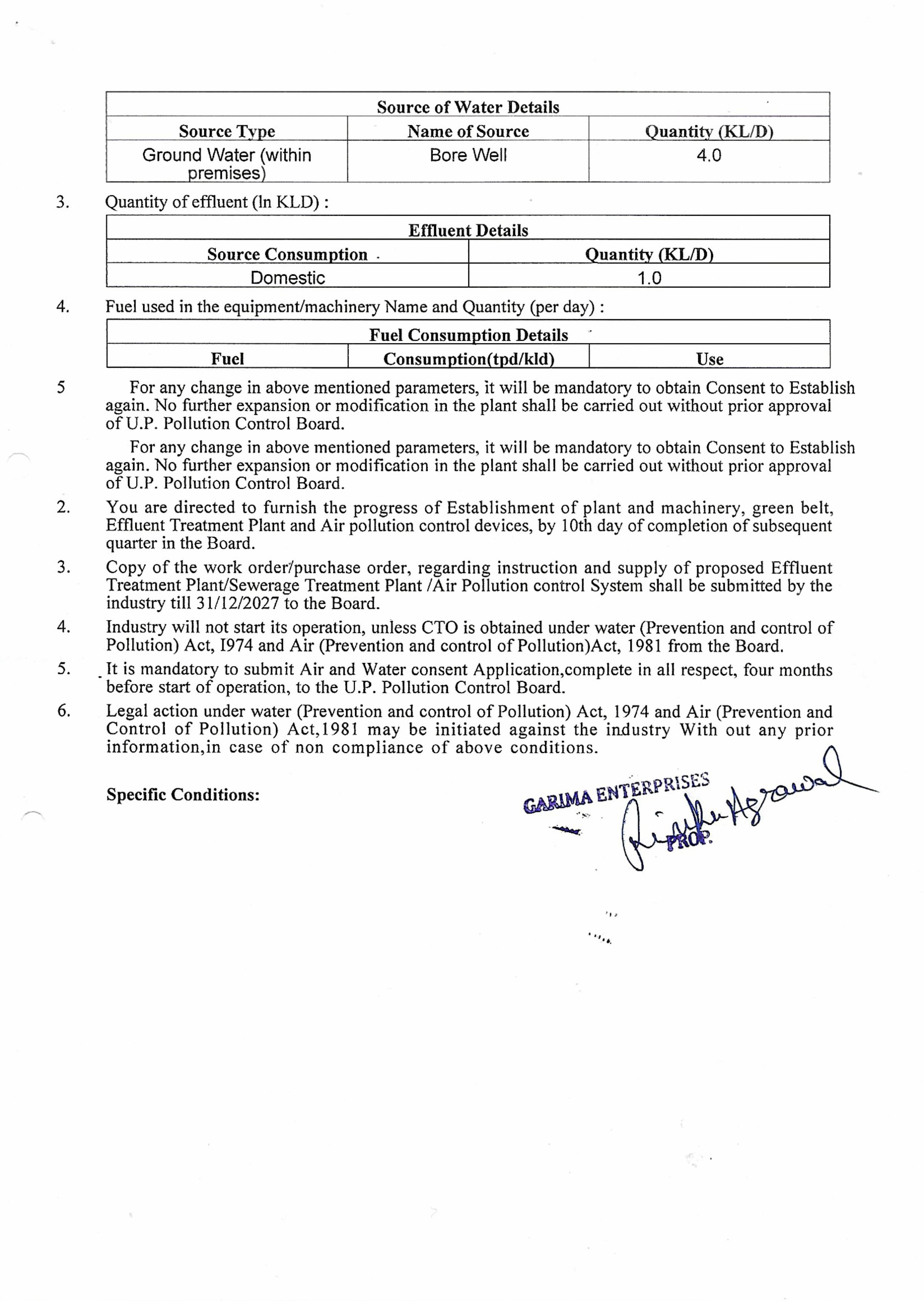 Pollution Certificate Page 2
